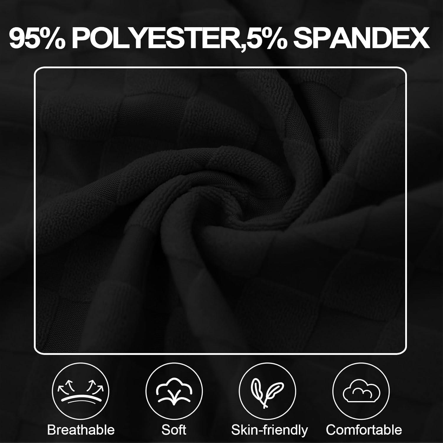 imageMens 2 Piece Set Summer Outfits Casual Geometric Texture Short Sleeve Shirt and Shorts Track Suits for Men SetBlack