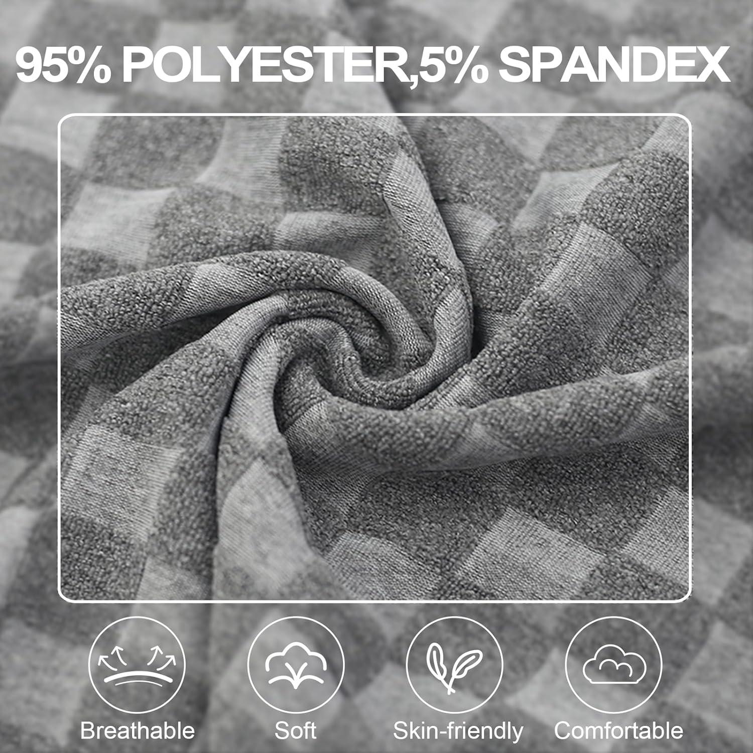 imageMens 2 Piece Set Summer Outfits Casual Geometric Texture Short Sleeve Shirt and Shorts Track Suits for Men SetGrey