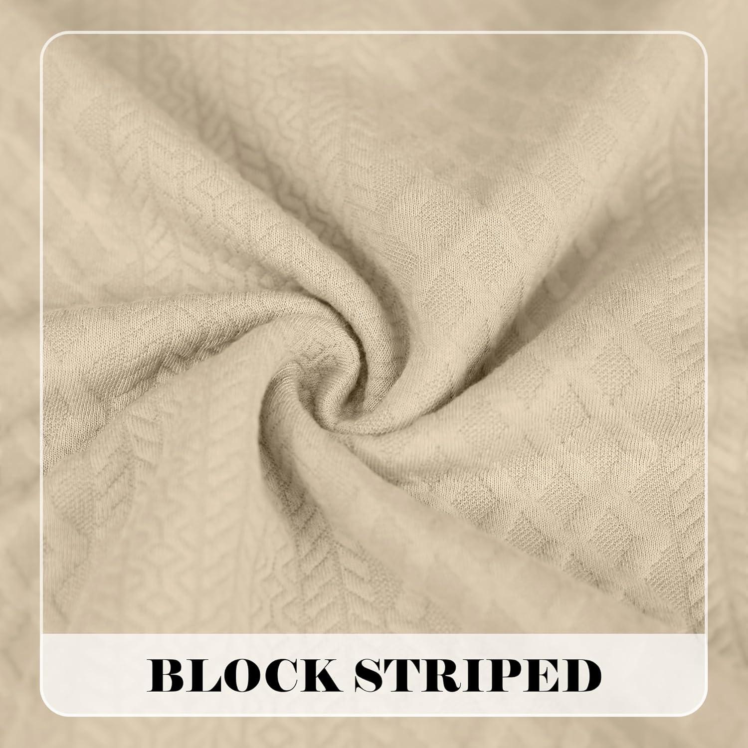 imageMens Block Striped Sweatshirt Casual Outdoor Long Sleeve Stand Collar Pullover Sweatshirt Button Quarter SweaterKhaki