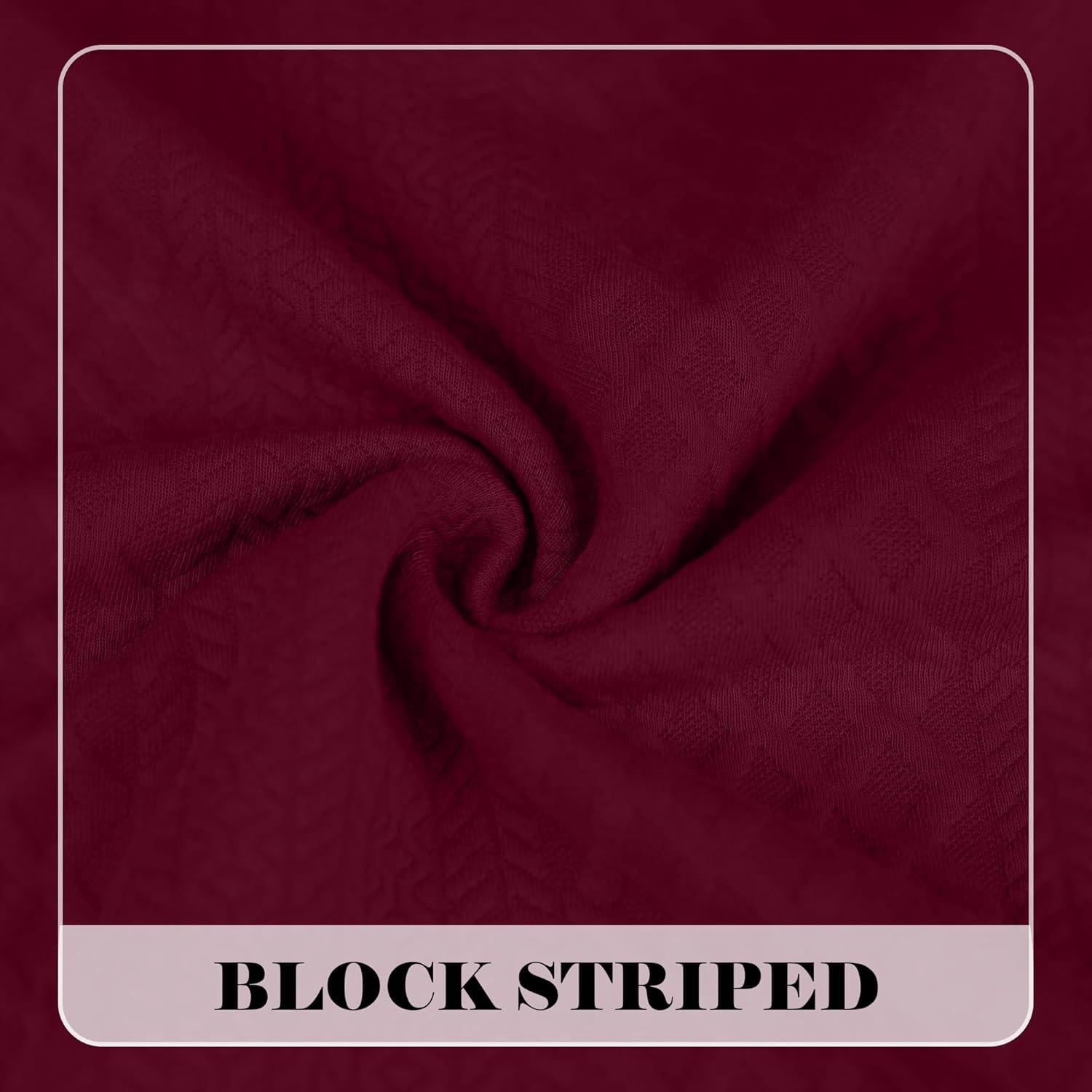 imageMens Block Striped Sweatshirt Casual Outdoor Long Sleeve Stand Collar Pullover Sweatshirt Button Quarter SweaterWine Red