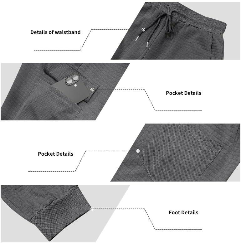 imageMens Cargo Sweatpants Heavyweight Waffle Warm Winter Pants Athletic Drawstring Jogger Pants with PocketsDark Gray