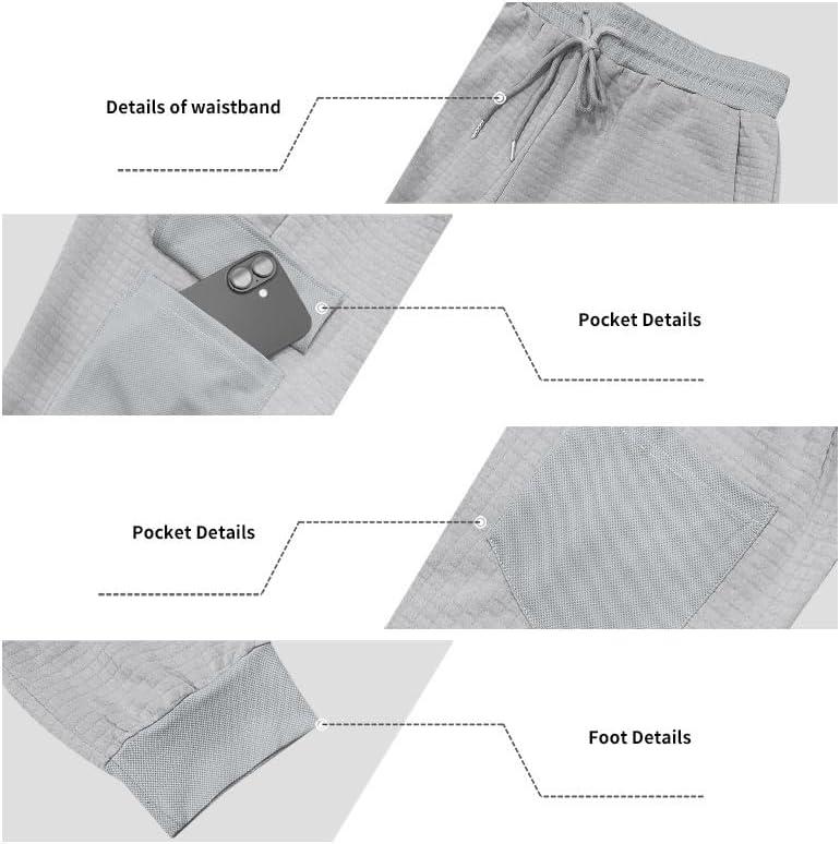 imageMens Cargo Sweatpants Heavyweight Waffle Warm Winter Pants Athletic Drawstring Jogger Pants with PocketsGrey