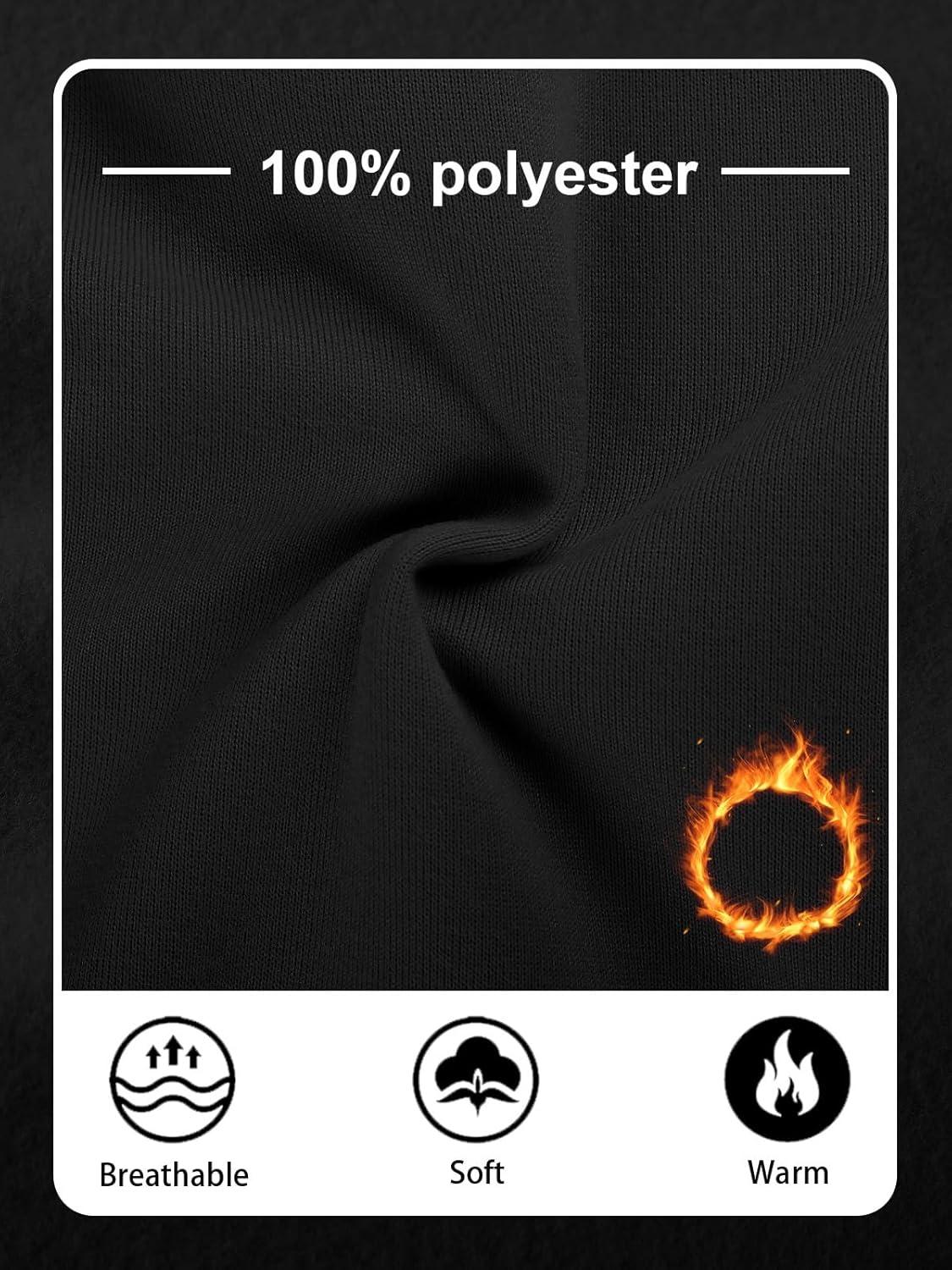 imageMens Fleece Sweatpants Warm Winter Pants Athletic Drawstring Jogger Pants with PocketsBlack