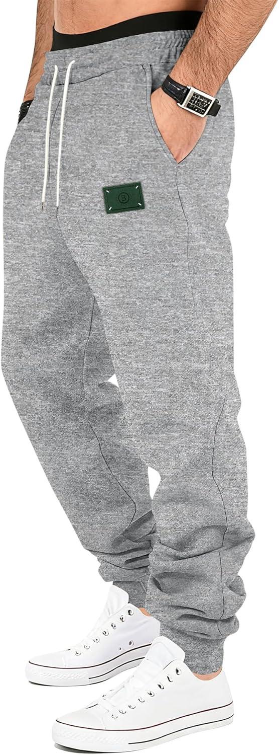 imageMens Fleece Sweatpants Warm Winter Pants Athletic Drawstring Jogger Pants with PocketsLight Grey