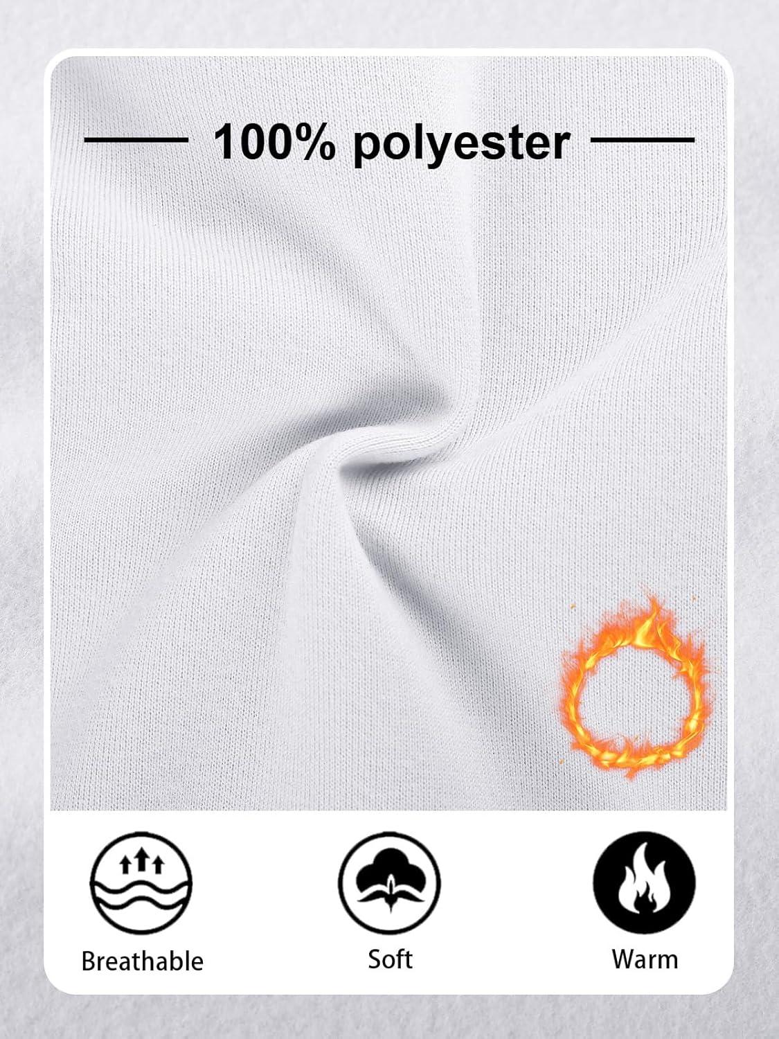 imageMens Fleece Sweatpants Warm Winter Pants Athletic Drawstring Jogger Pants with PocketsWhite