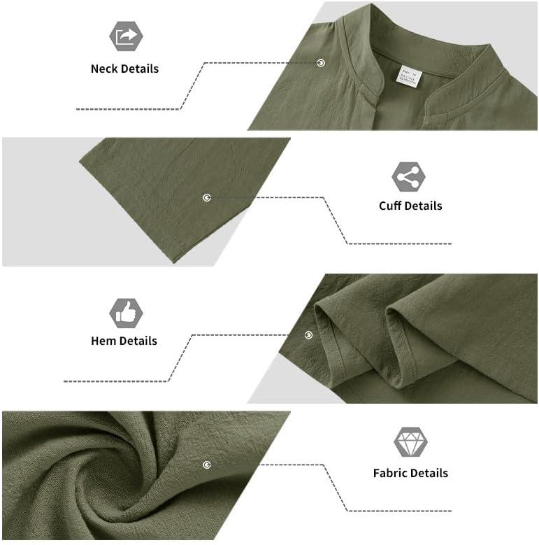 imageMens Linen Henley Shirts Casual Long Sleeve Hippie Yoga Tops Lightweight Summer Beach TShirtArmy Green