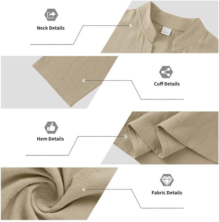 imageMens Linen Henley Shirts Casual Long Sleeve Hippie Yoga Tops Lightweight Summer Beach TShirtKhaki