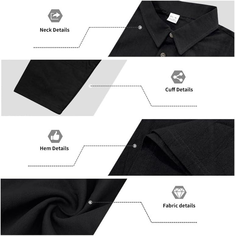 imageMens Linen Polo Shirts Long Sleeve Yoga Tops Casual Summer Hippie Beach TShirtsBlack