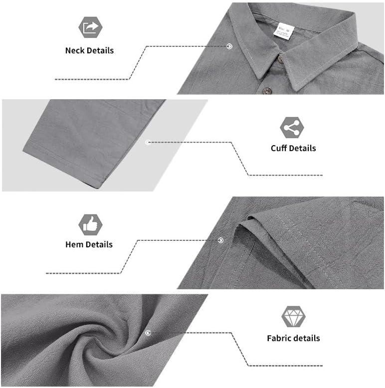 imageMens Linen Polo Shirts Long Sleeve Yoga Tops Casual Summer Hippie Beach TShirtsGrey