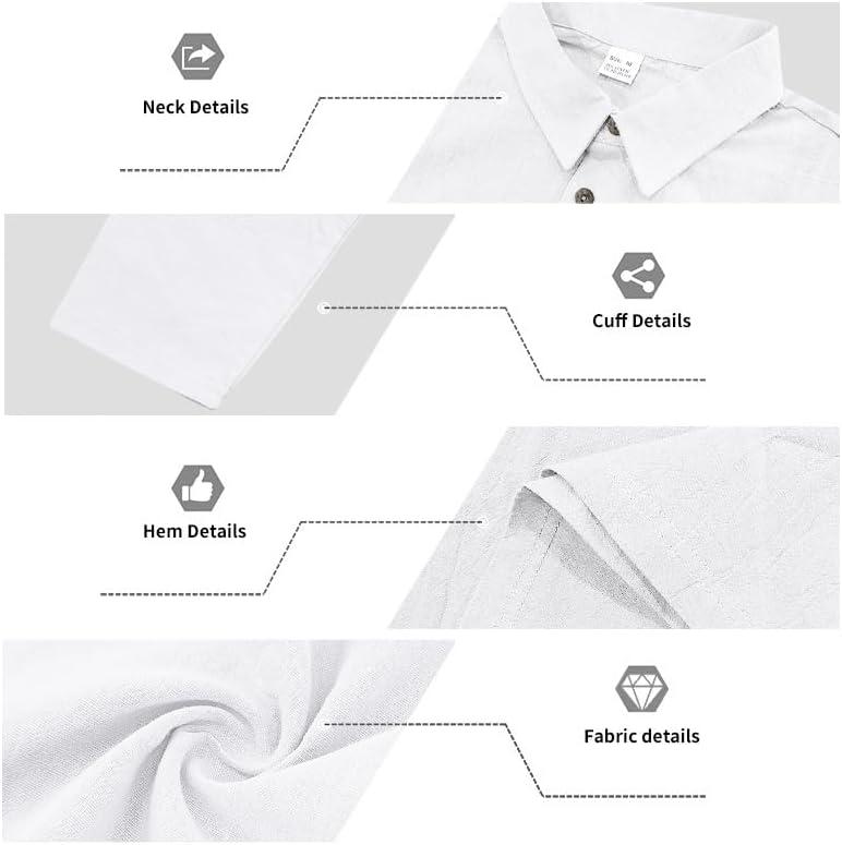imageMens Linen Polo Shirts Long Sleeve Yoga Tops Casual Summer Hippie Beach TShirtsWhite