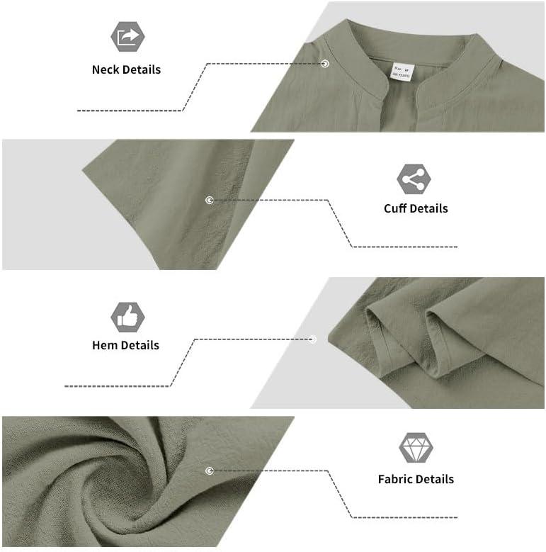 imageMens Linen VNeck Shirts Casual Long Sleeve Hippie Yoga Tops Lightweight Summer Beach ShirtGreen