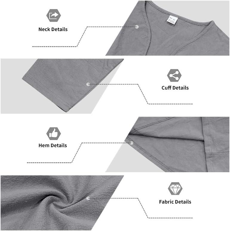 imageMens Linen VNeck Shirts Casual Long Sleeve Hippie Yoga Tops Lightweight Summer Beach ShirtGrey