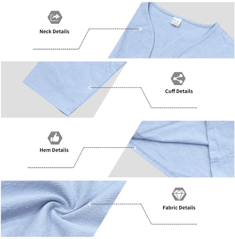 imageMens Linen VNeck Shirts Casual Long Sleeve Hippie Yoga Tops Lightweight Summer Beach ShirtLight Blue