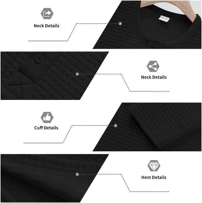 imageMens Quarter Button Sweater Mock Neck Pullover Sweater Fashion Casual Knitted Waffle Henley SweaterBlack