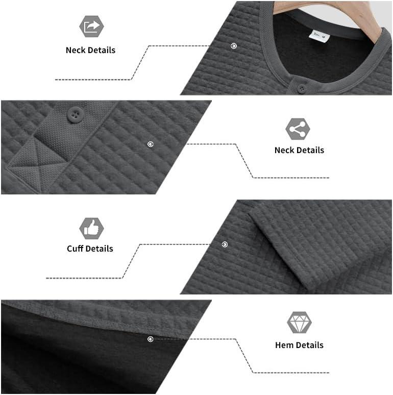 imageMens Quarter Button Sweater Mock Neck Pullover Sweater Fashion Casual Knitted Waffle Henley SweaterGrey