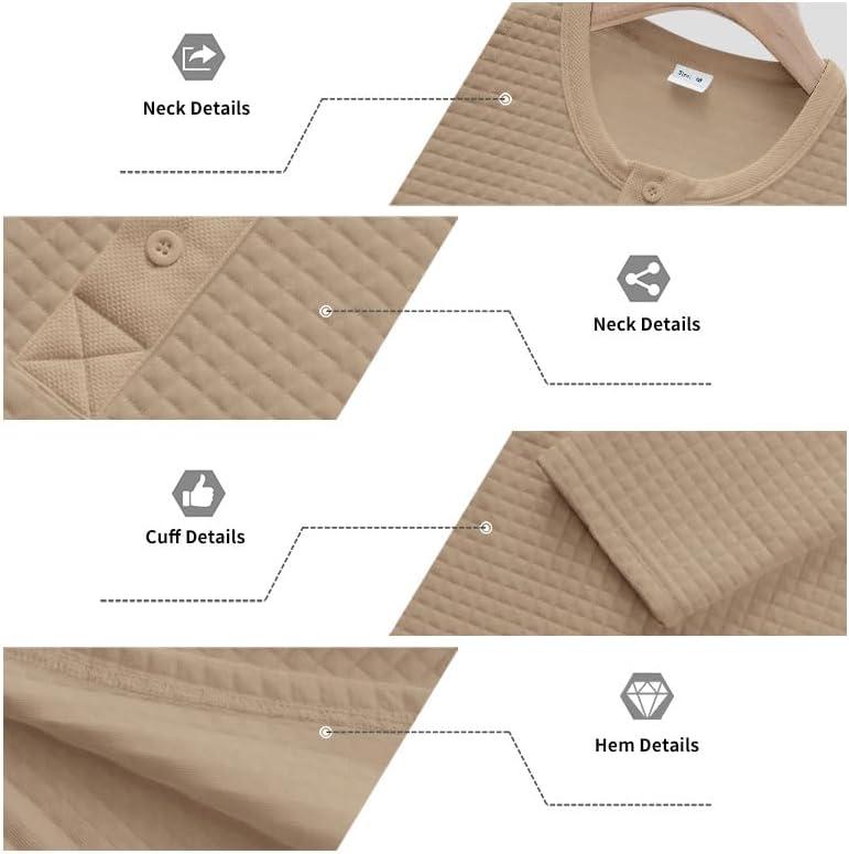 imageMens Quarter Button Sweater Mock Neck Pullover Sweater Fashion Casual Knitted Waffle Henley SweaterKhaki