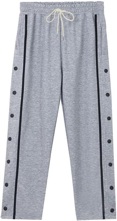 imageMens Youth Tear Away Sweatpants Loose Fit Snap Button Athletic Jogger Basketball Pants with PocketsGrey