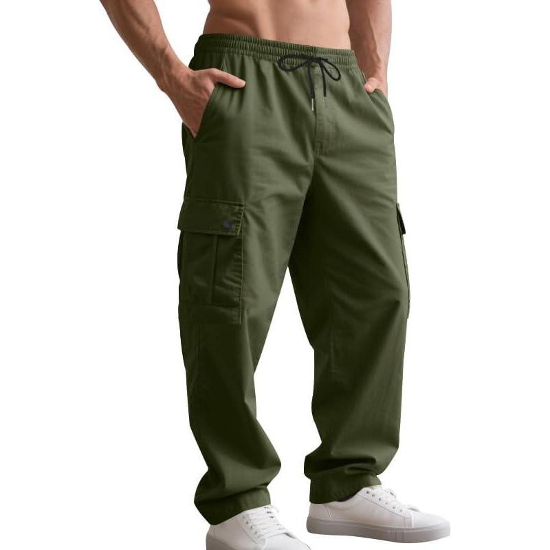 imageMens Cargo Pants Stretch Tactical Pants Lightweight Work Pants Casual Outdoor Hiking Pants with Multi PocketsArmy Green