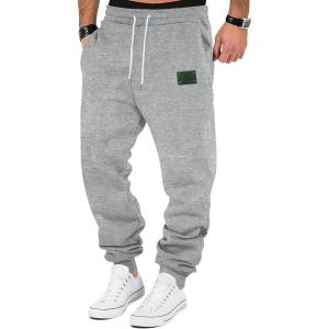 Men’s Fleece Sweatpants Warm Winter Pants Athletic Drawstring Jogger Pants with Pockets(Light Grey)