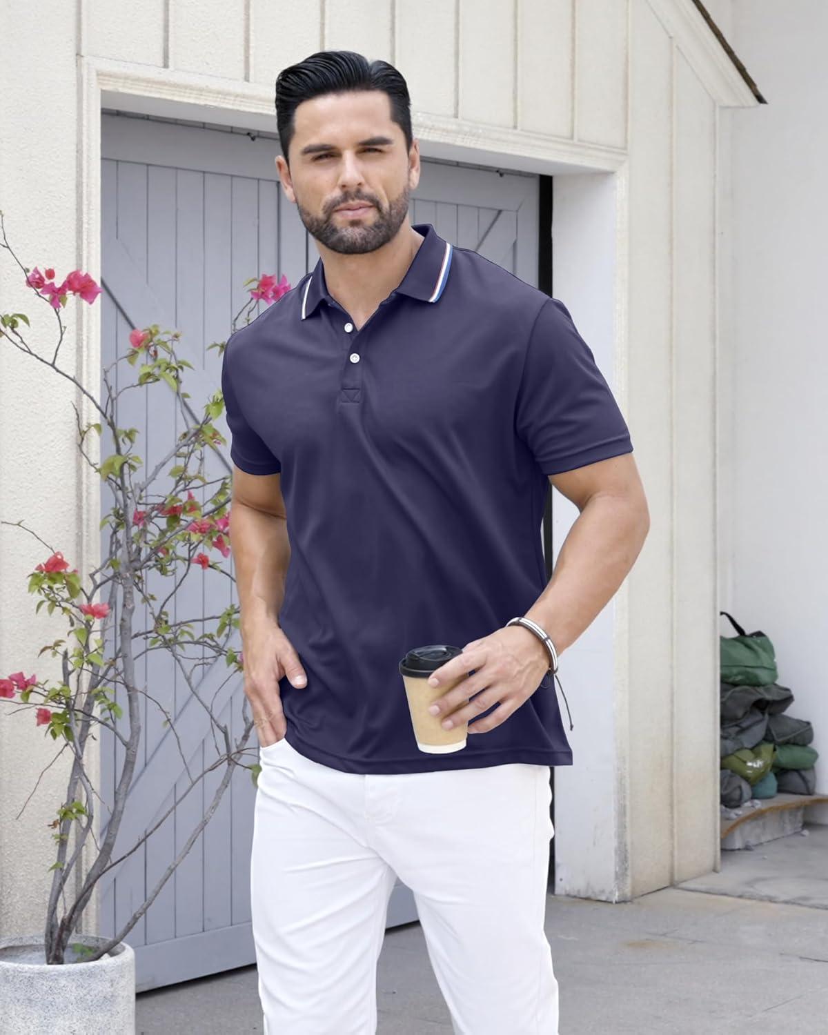 image3 Pack Mens Polo Shirts QuickDry Short Sleeve Athletic Polo Shirts Moisture Wicking Business Casual Golf Shirts02blackGreyNavy