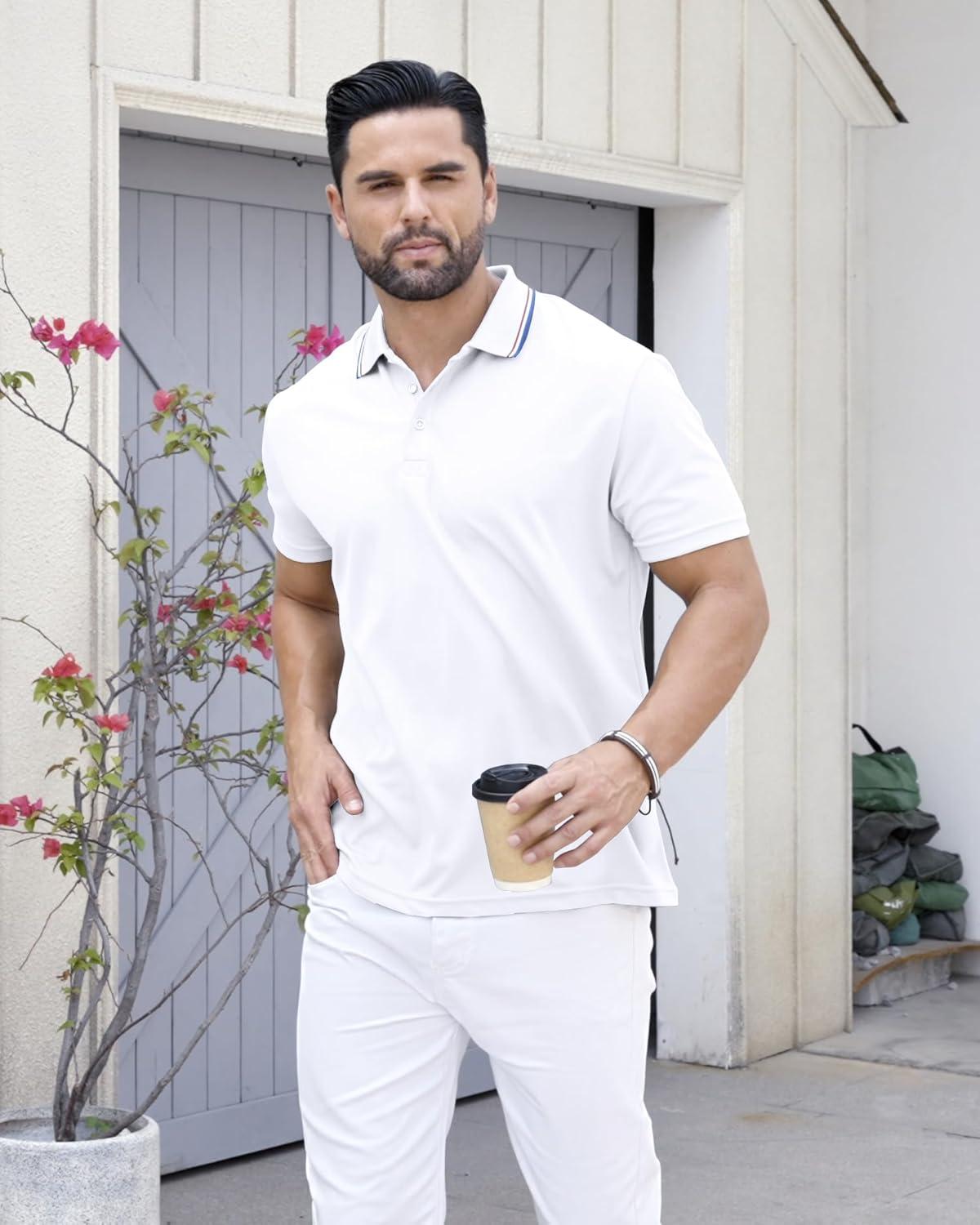 image3 Pack Mens Polo Shirts QuickDry Short Sleeve Athletic Polo Shirts Moisture Wicking Business Casual Golf Shirts02blackWhiteOrange