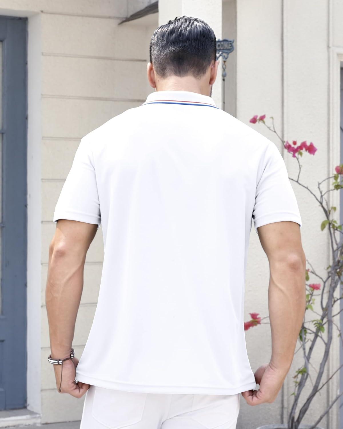 image3 Pack Mens Polo Shirts QuickDry Short Sleeve Athletic Polo Shirts Moisture Wicking Business Casual Golf Shirts02blackWhiteOrange