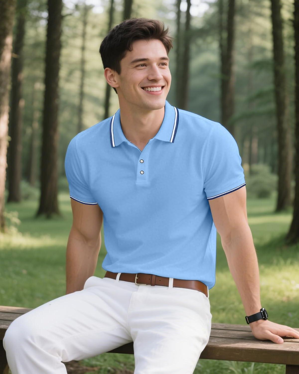 image3 Pack Mens Polo Shirts QuickDry Short Sleeve Athletic Polo Shirts Moisture Wicking Business Casual Golf Shirts03blackRedBlue