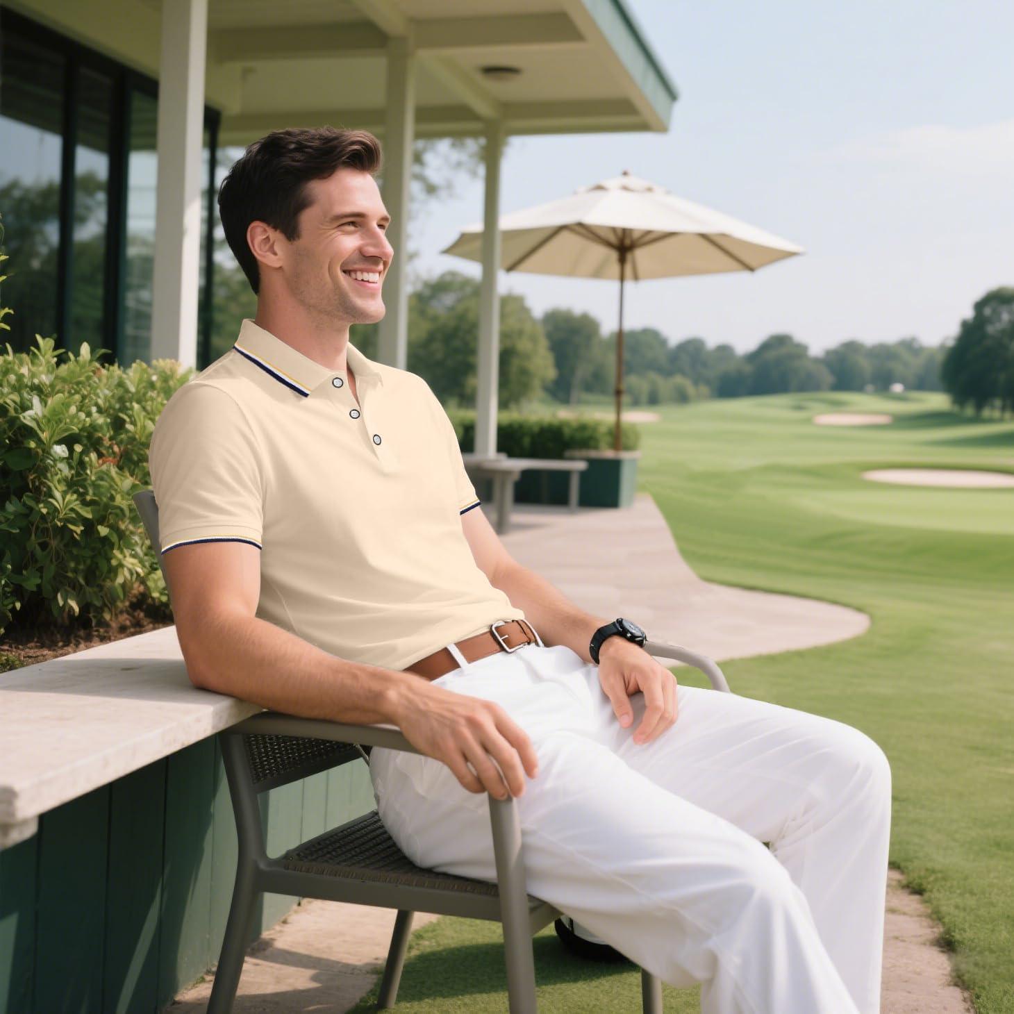 image3 Pack Mens Polo Shirts QuickDry Short Sleeve Athletic Polo Shirts Moisture Wicking Business Casual Golf Shirts03whiteKhakiNavy