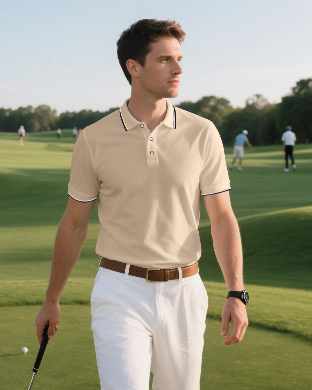 image3 Pack Mens Polo Shirts QuickDry Short Sleeve Athletic Polo Shirts Moisture Wicking Business Casual Golf Shirts03whiteKhakiNavy