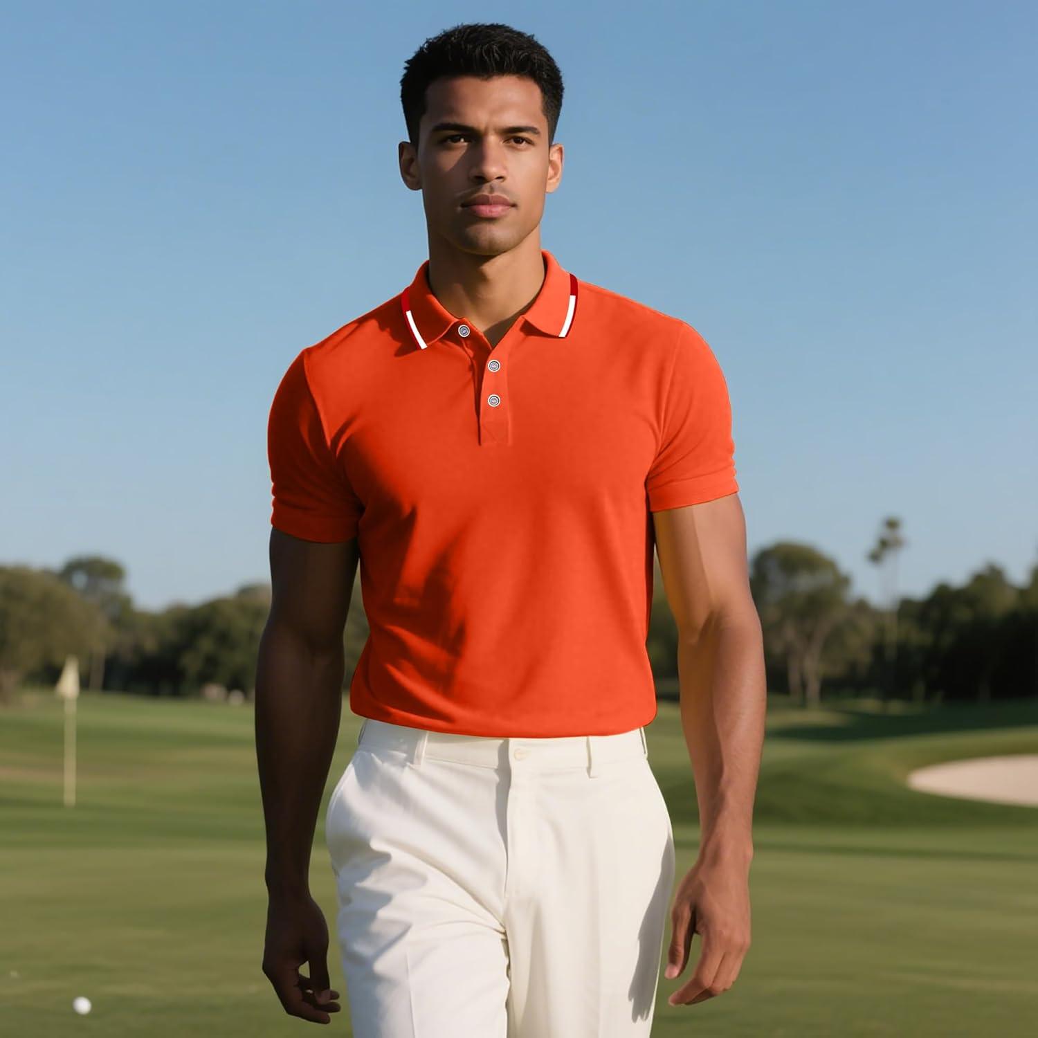 image3 Pack Mens Polo Shirts QuickDry Short Sleeve Athletic Polo Shirts Moisture Wicking Business Casual Golf Shirts04blackOrangeRoyal Blue