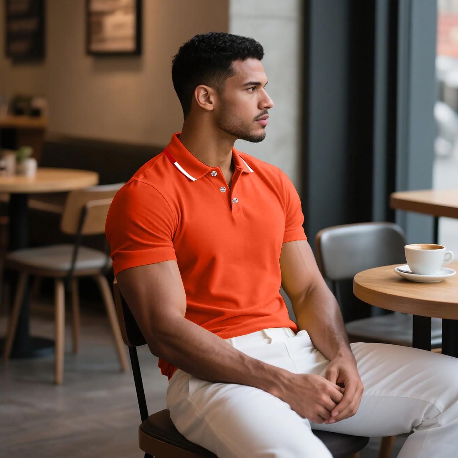 image3 Pack Mens Polo Shirts QuickDry Short Sleeve Athletic Polo Shirts Moisture Wicking Business Casual Golf Shirts04blackOrangeRoyal Blue