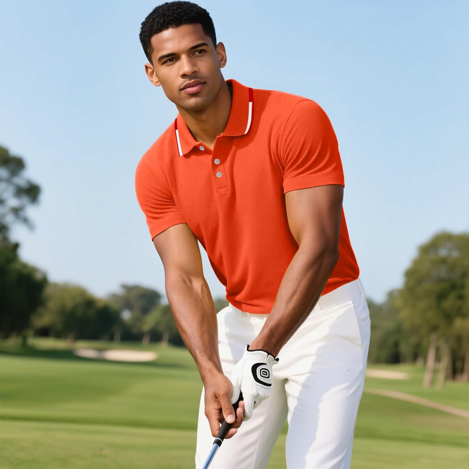 image3 Pack Mens Polo Shirts QuickDry Short Sleeve Athletic Polo Shirts Moisture Wicking Business Casual Golf Shirts04blackOrangeRoyal Blue