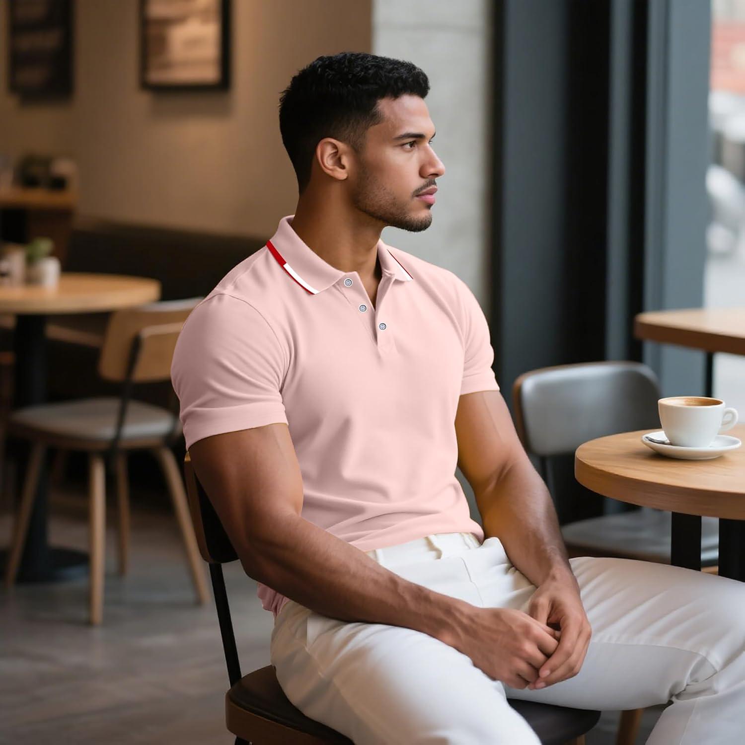 image3 Pack Mens Polo Shirts QuickDry Short Sleeve Athletic Polo Shirts Moisture Wicking Business Casual Golf Shirts04lake BluePinkNavy