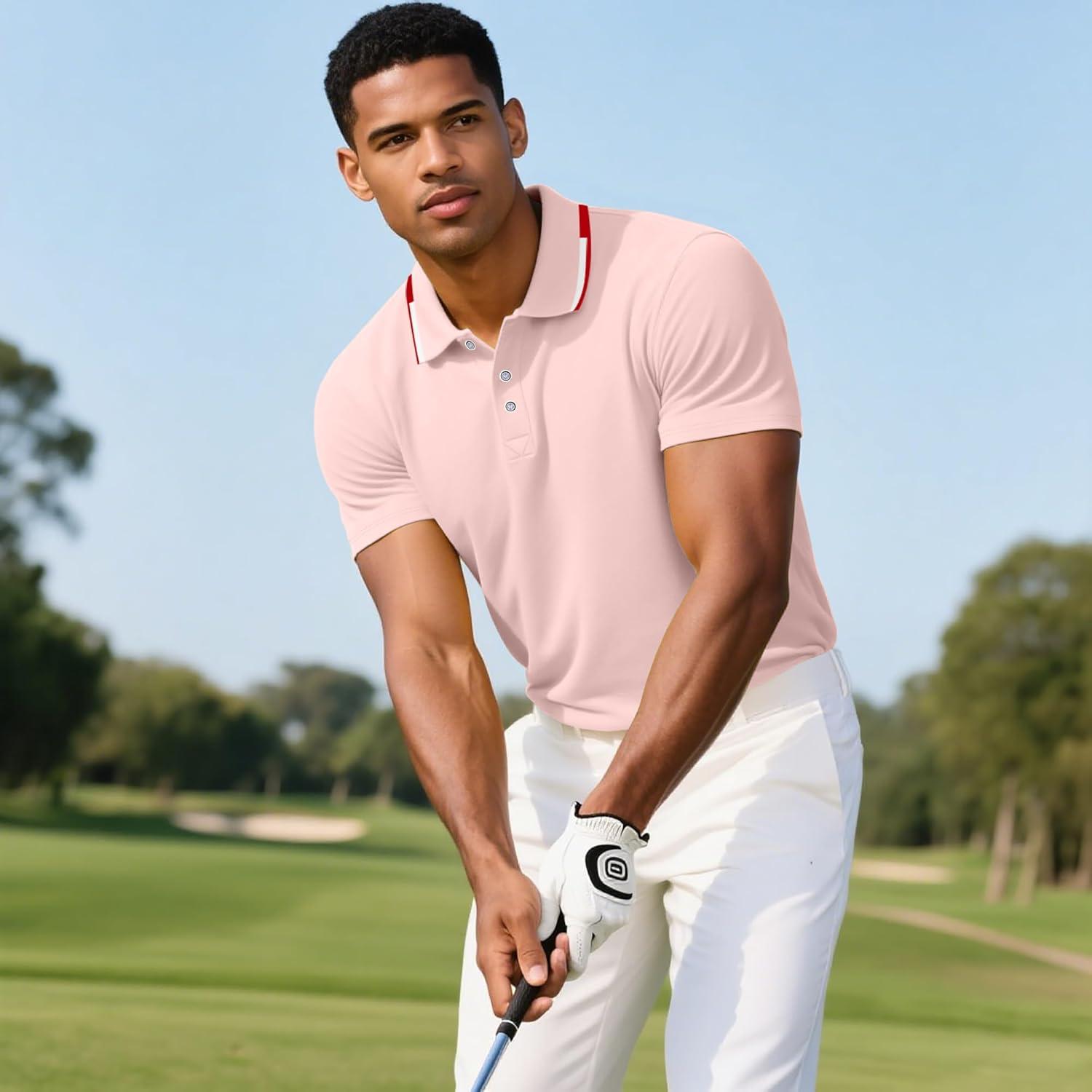 image3 Pack Mens Polo Shirts QuickDry Short Sleeve Athletic Polo Shirts Moisture Wicking Business Casual Golf Shirts04lake BluePinkNavy