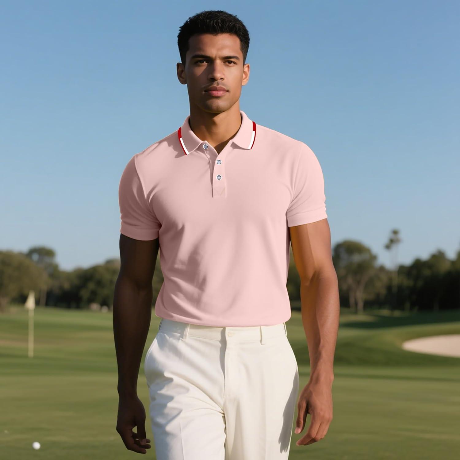 image3 Pack Mens Polo Shirts QuickDry Short Sleeve Athletic Polo Shirts Moisture Wicking Business Casual Golf Shirts04lake BluePinkNavy