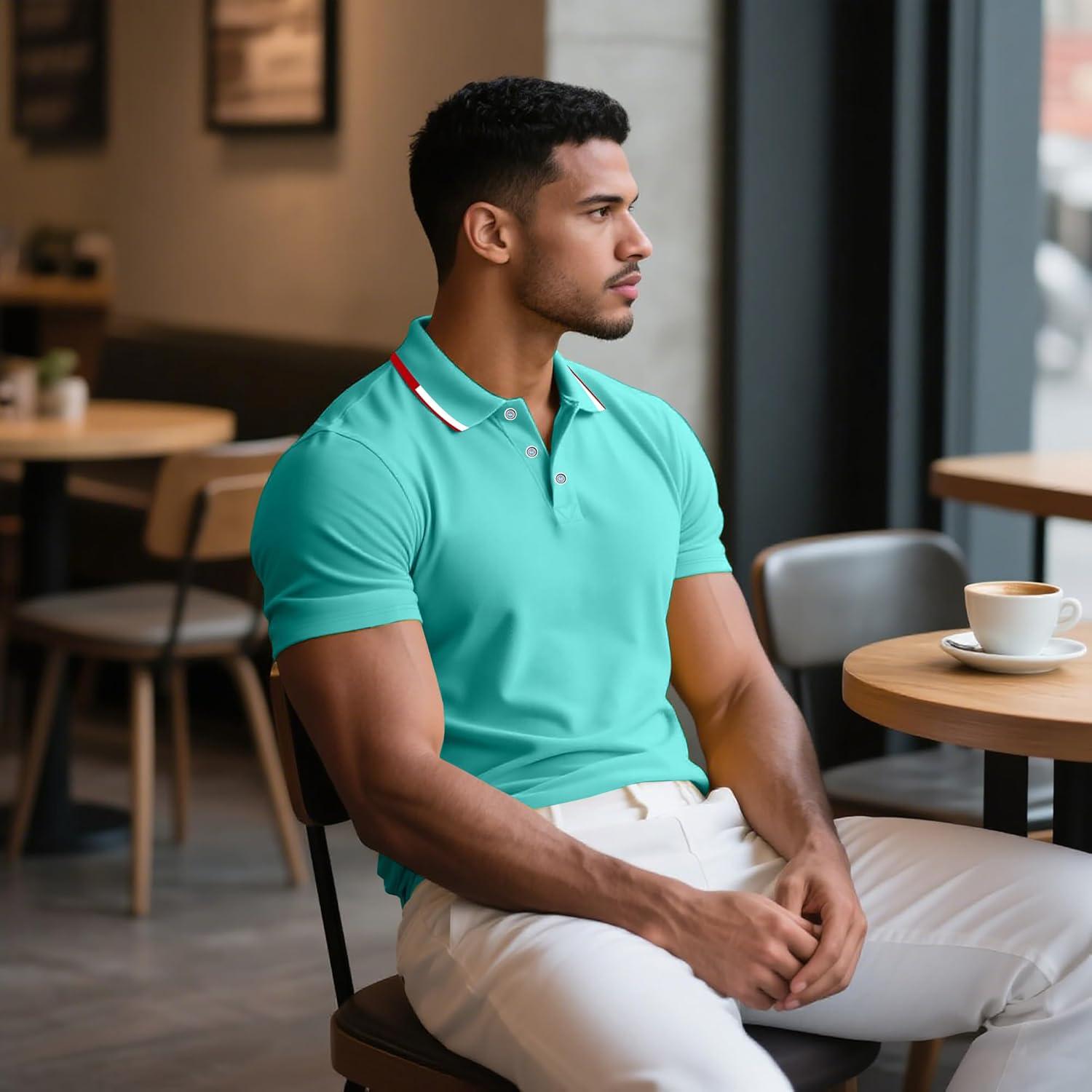 image3 Pack Mens Polo Shirts QuickDry Short Sleeve Athletic Polo Shirts Moisture Wicking Business Casual Golf Shirts04navyLake BlueBlack