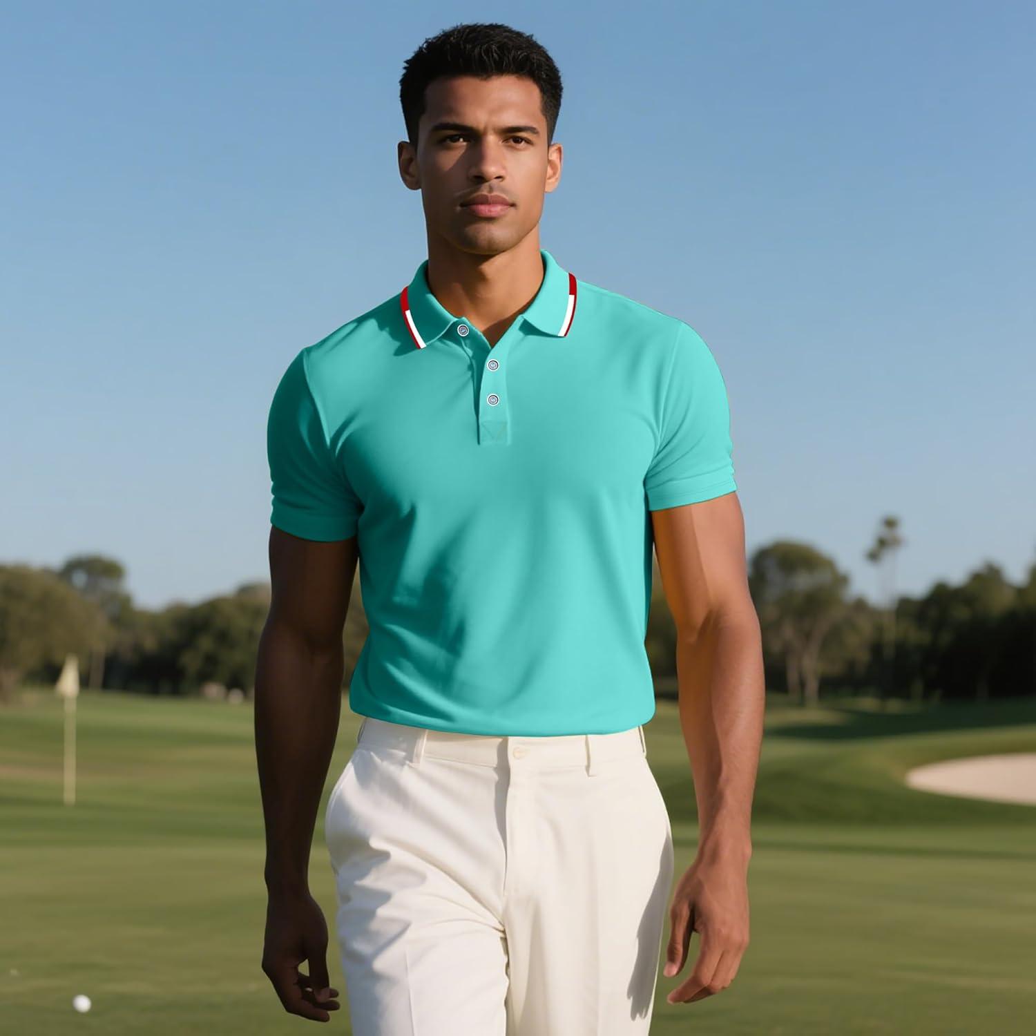 image3 Pack Mens Polo Shirts QuickDry Short Sleeve Athletic Polo Shirts Moisture Wicking Business Casual Golf Shirts04navyLake BlueBlack