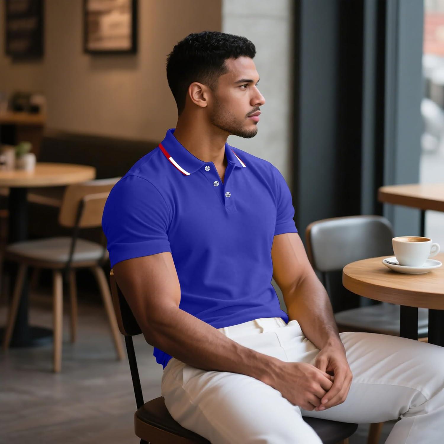 image3 Pack Mens Polo Shirts QuickDry Short Sleeve Athletic Polo Shirts Moisture Wicking Business Casual Golf Shirts04royal BlueRedWhite