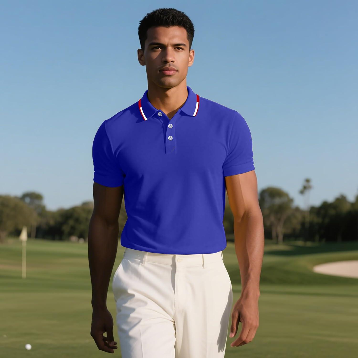 image3 Pack Mens Polo Shirts QuickDry Short Sleeve Athletic Polo Shirts Moisture Wicking Business Casual Golf Shirts04royal BlueRedWhite
