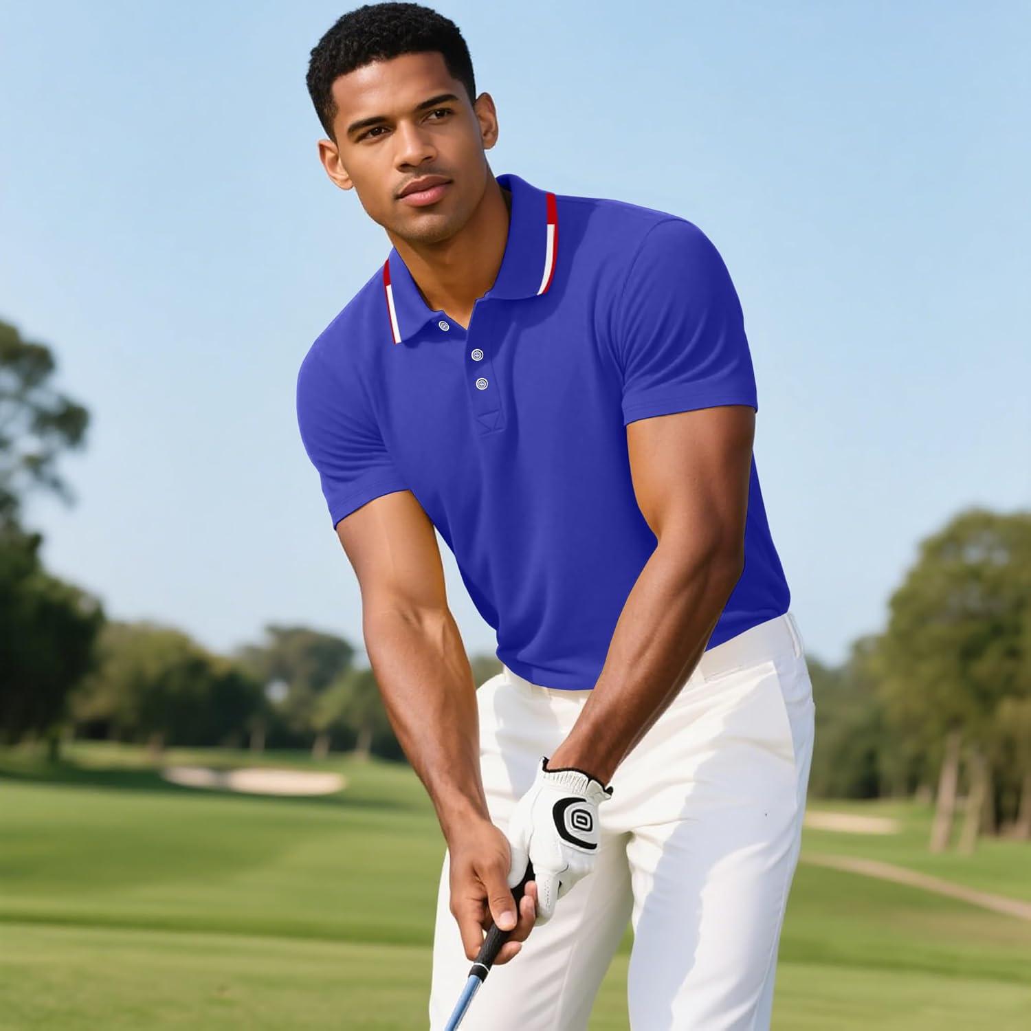 image3 Pack Mens Polo Shirts QuickDry Short Sleeve Athletic Polo Shirts Moisture Wicking Business Casual Golf Shirts04royal BlueRedWhite