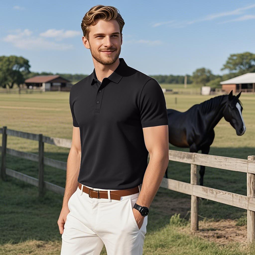 image3 Pack Mens Polo Shirts QuickDry Short Sleeve Athletic Polo Shirts Moisture Wicking Business Casual Golf ShirtsBlackWhiteGrey