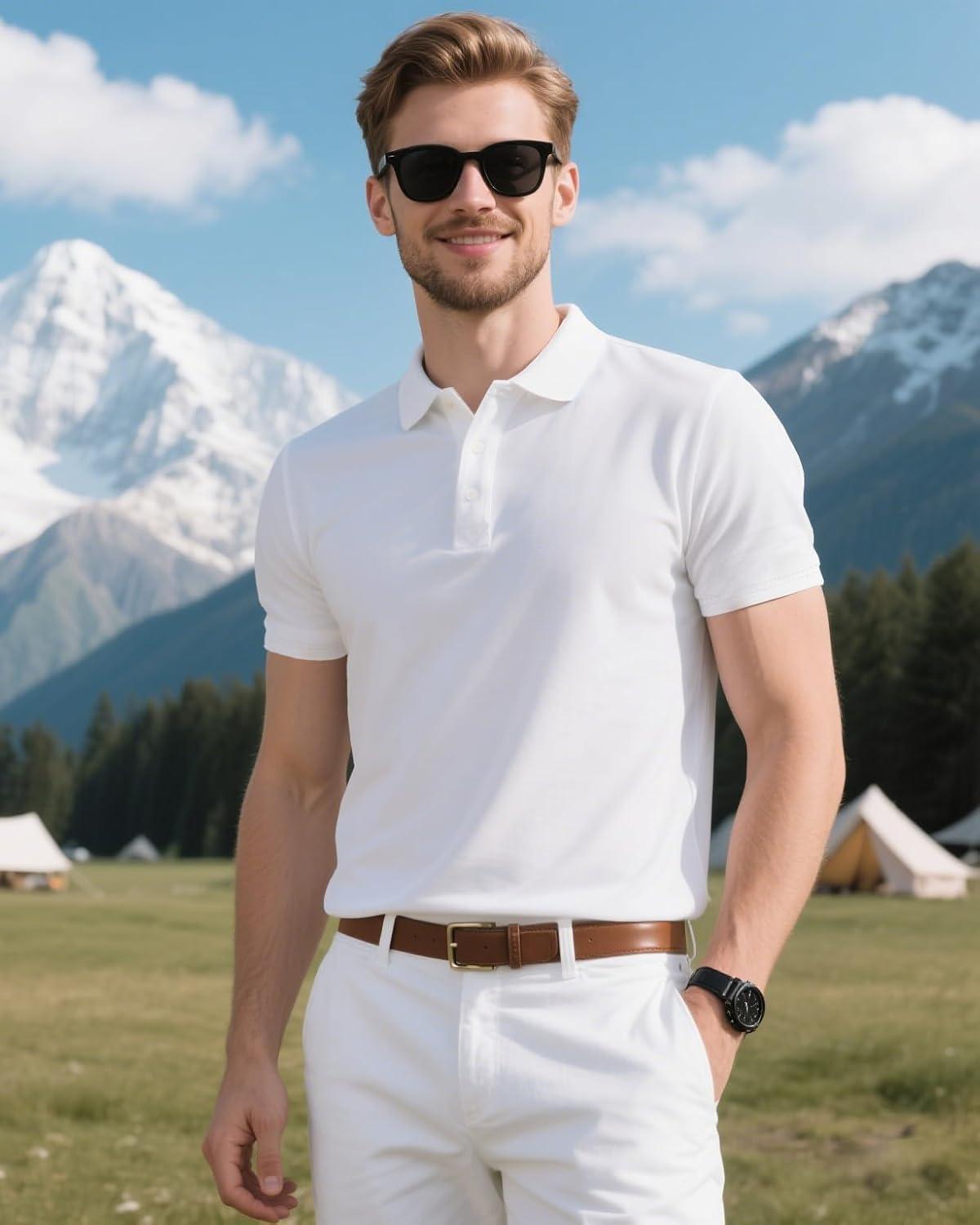 image3 Pack Mens Polo Shirts QuickDry Short Sleeve Athletic Polo Shirts Moisture Wicking Business Casual Golf ShirtsBlackWhiteNavy