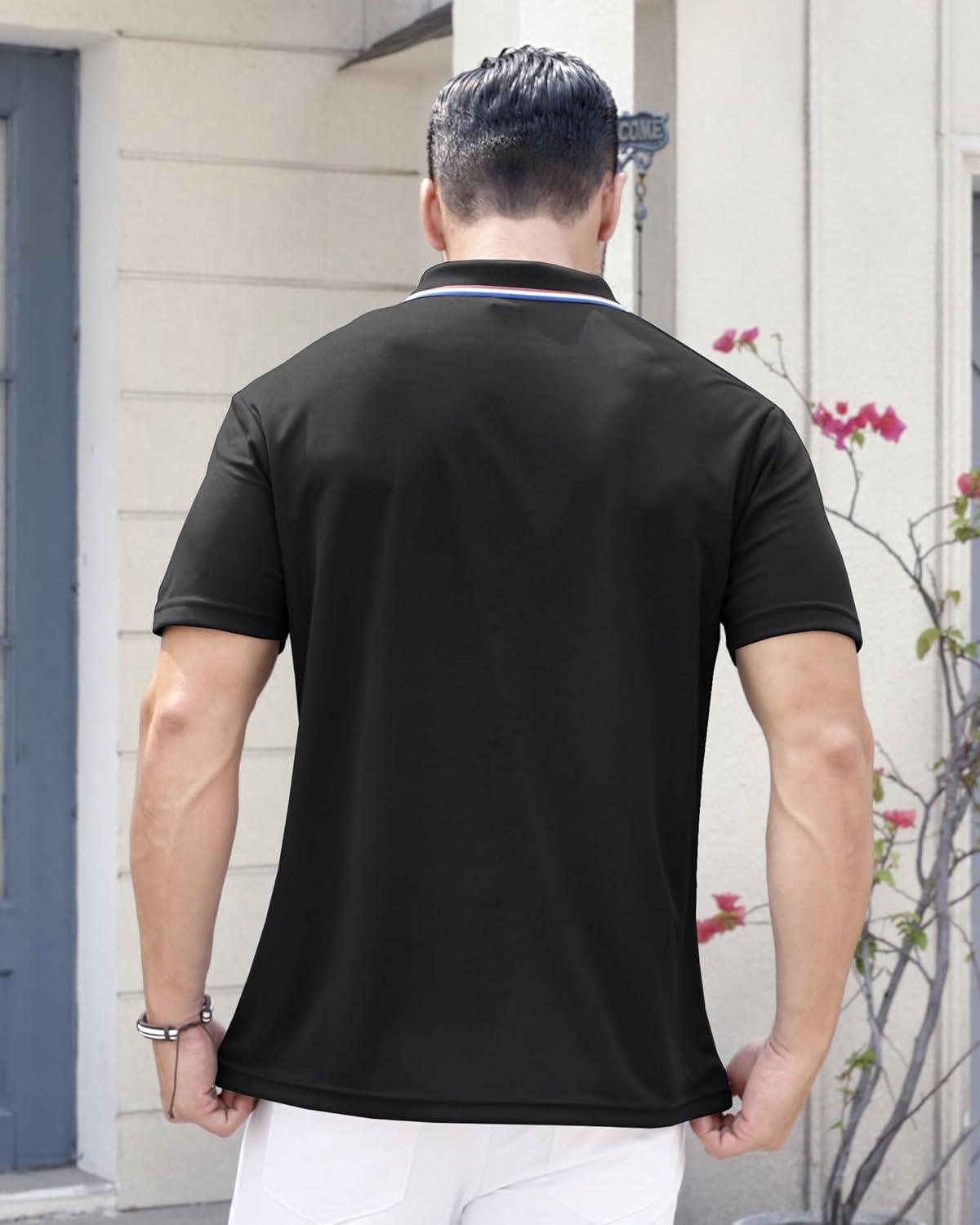 image3 Pack Mens Polo Shirts QuickDry Short Sleeve Athletic Polo Shirts Moisture Wicking Business Casual Golf ShirtsBlacknew