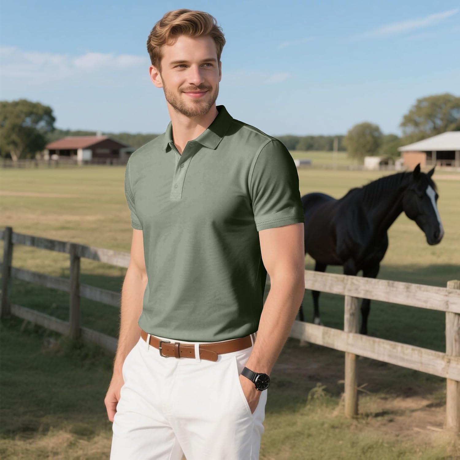 image3 Pack Mens Polo Shirts QuickDry Short Sleeve Athletic Polo Shirts Moisture Wicking Business Casual Golf ShirtsGreyWhiteGreen