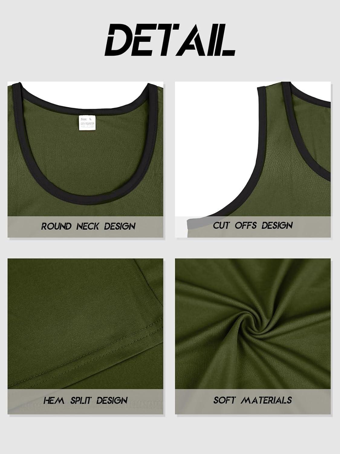 imageMens Gym Workout Tank Tops Soft Lightweight Sleeveless Muscle Shirts for Beach ampamp Athletic WearArmy Greend