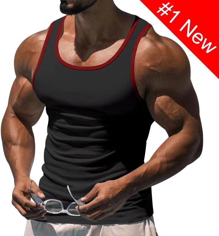 imageMens Gym Workout Tank Tops Soft Lightweight Sleeveless Muscle Shirts for Beach ampamp Athletic WearBlack1