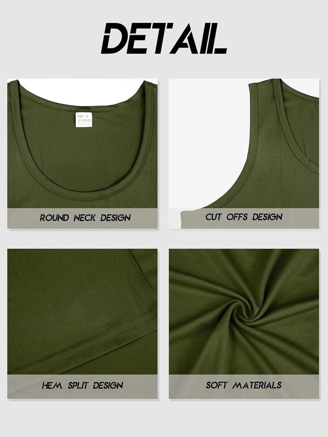 imageMens Gym Workout Tank Tops Soft Lightweight Sleeveless Muscle Shirts for Beach ampamp Athletic WearGreen