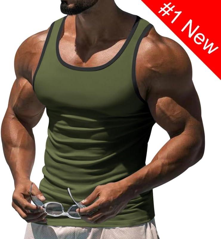 imageMens Gym Workout Tank Tops Soft Lightweight Sleeveless Muscle Shirts for Beach ampamp Athletic WearGreen1