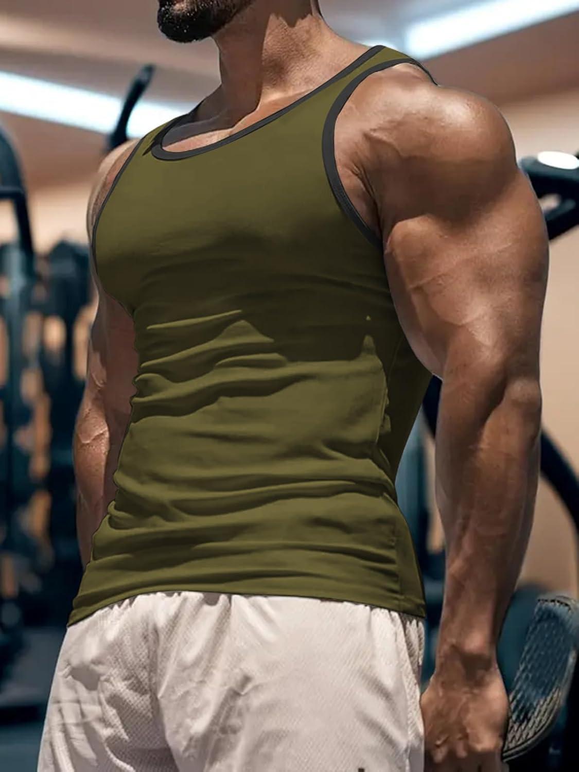 imageMens Gym Workout Tank Tops Soft Lightweight Sleeveless Muscle Shirts for Beach ampamp Athletic WearGreen1