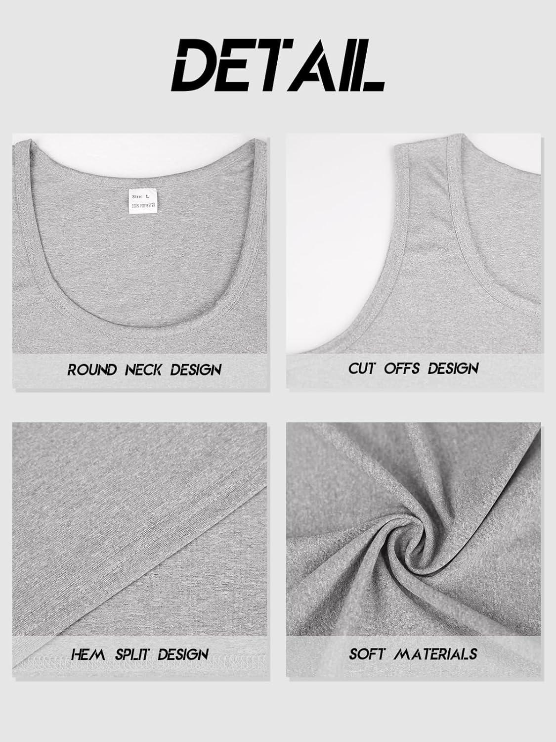 imageMens Gym Workout Tank Tops Soft Lightweight Sleeveless Muscle Shirts for Beach ampamp Athletic WearGrey